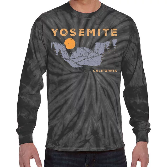 Retro Yosemite Halfdome National Park Vintage Tie-Dye Long Sleeve Shirt