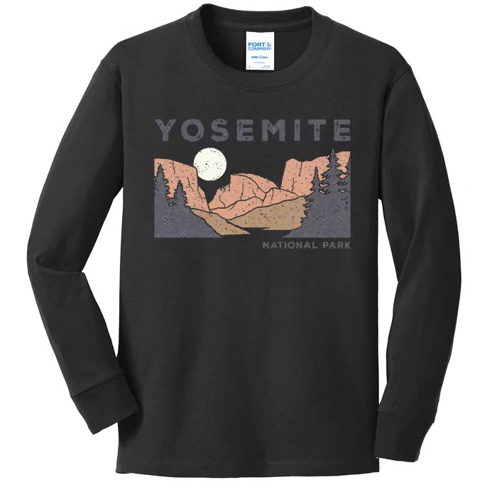 Retro Yosemite Half Dome National Park Vintage Kids Long Sleeve Shirt