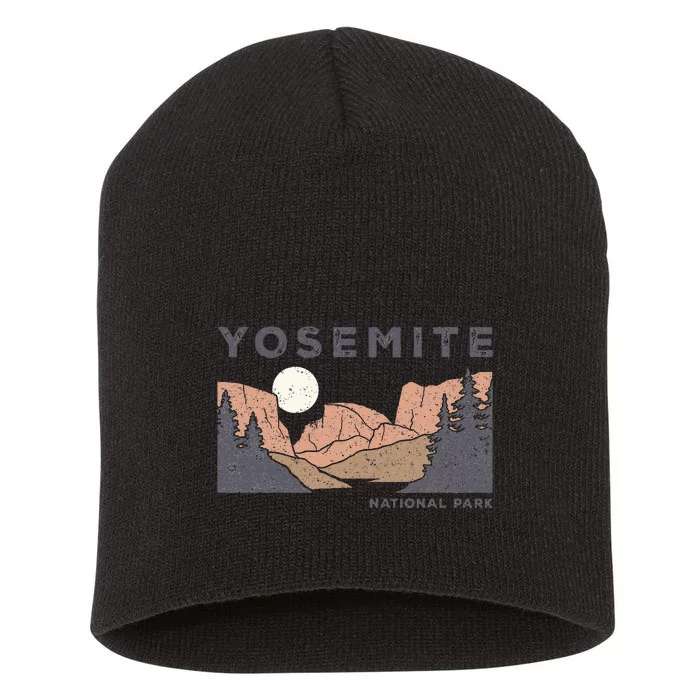 Retro Yosemite Half Dome National Park Vintage Short Acrylic Beanie