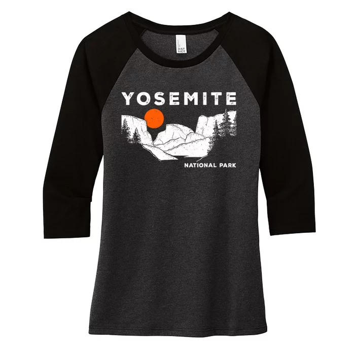 Retro Yosemite HalfDome National Park Vintage Womens Women's Tri-Blend 3/4-Sleeve Raglan Shirt