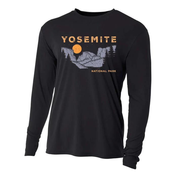 Retro Yosemite Halfdome National Park Vintage Cooling Performance Long Sleeve Crew