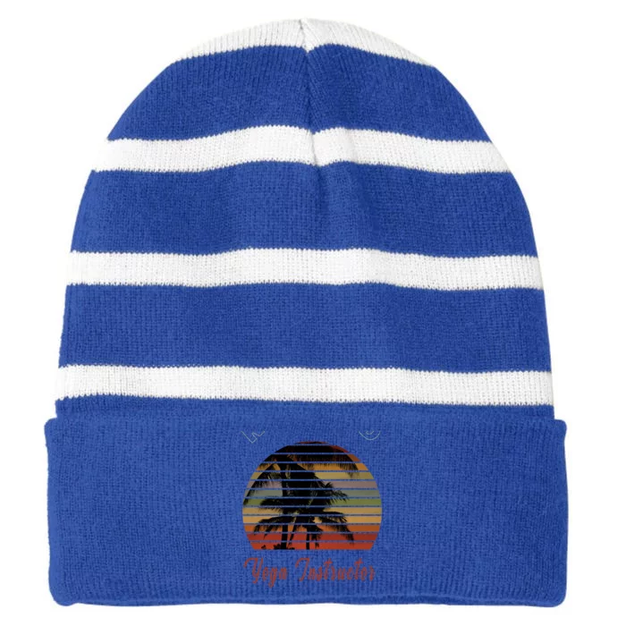 Retired Yoga Instructor Retiret Gift Beach Gift Striped Beanie with Solid Band