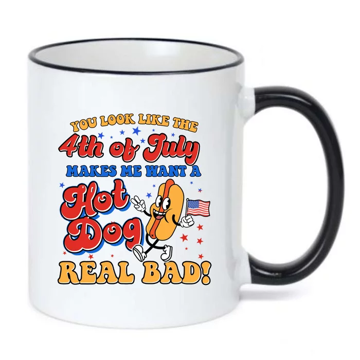 Retro You Look Like The 4th Of July Makes Me Want A Hot Dog Real Bad Black Color Changing Mug