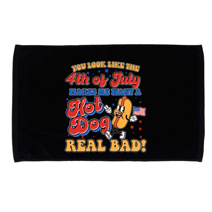 Retro You Look Like The 4th Of July Makes Me Want A Hot Dog Real Bad Microfiber Hand Towel