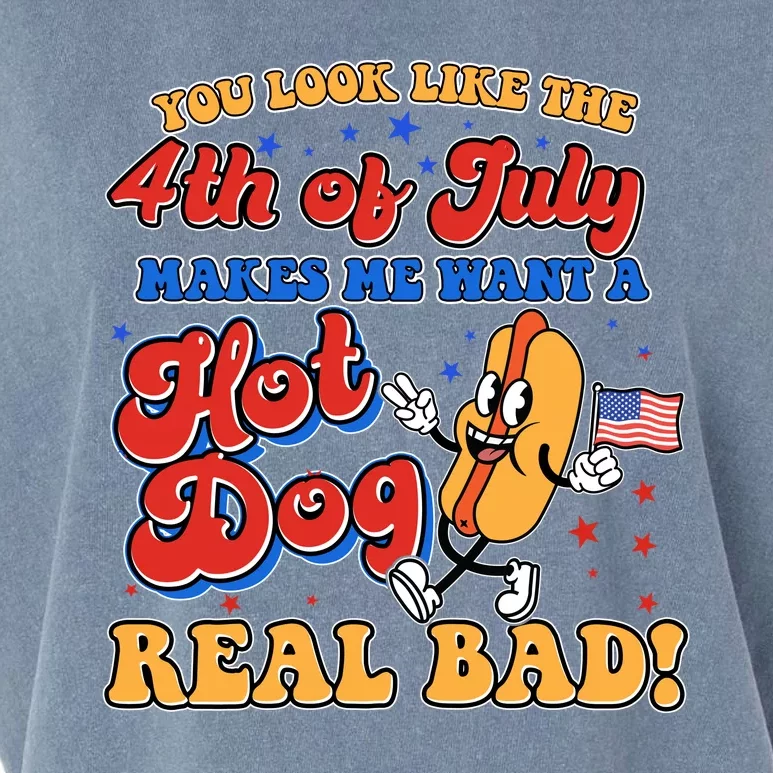 Retro You Look Like The 4th Of July Makes Me Want A Hot Dog Real Bad Garment-Dyed Women's Muscle Tee