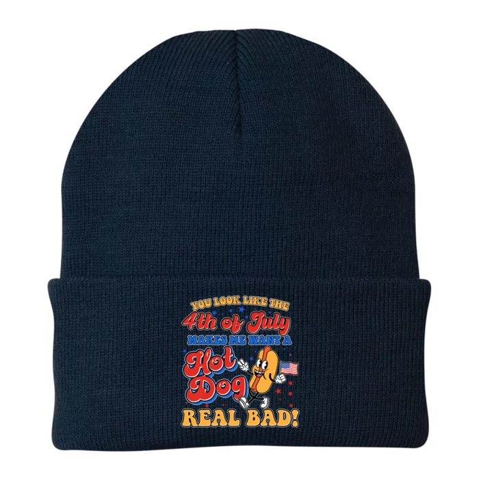 Retro You Look Like The 4th Of July Makes Me Want A Hot Dog Real Bad Knit Cap Winter Beanie