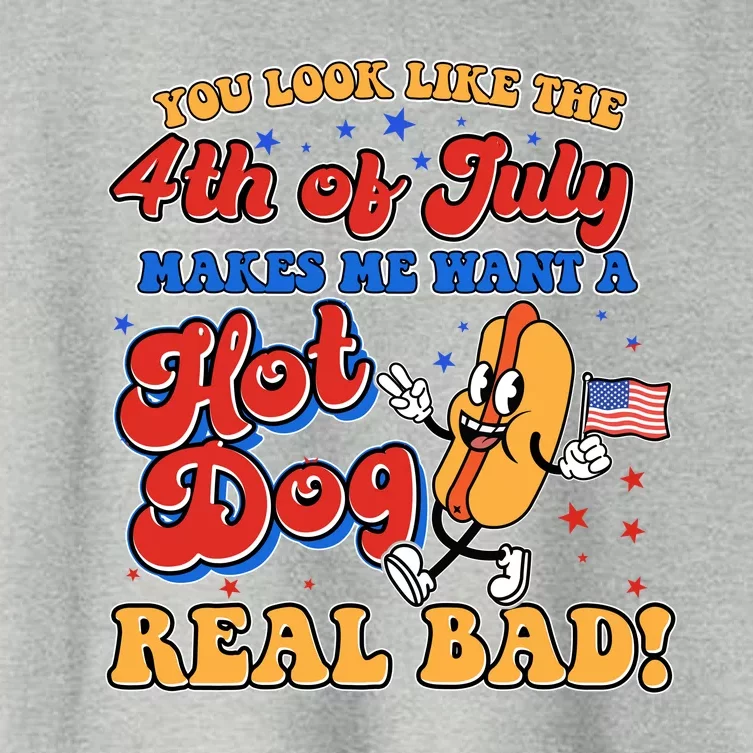 Retro You Look Like The 4th Of July Makes Me Want A Hot Dog Real Bad Women's Crop Top Tee