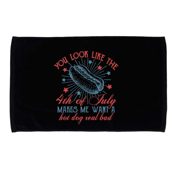 Retro You Look Like The 4th Of July Makes Me Want A Hot Dog Microfiber Hand Towel