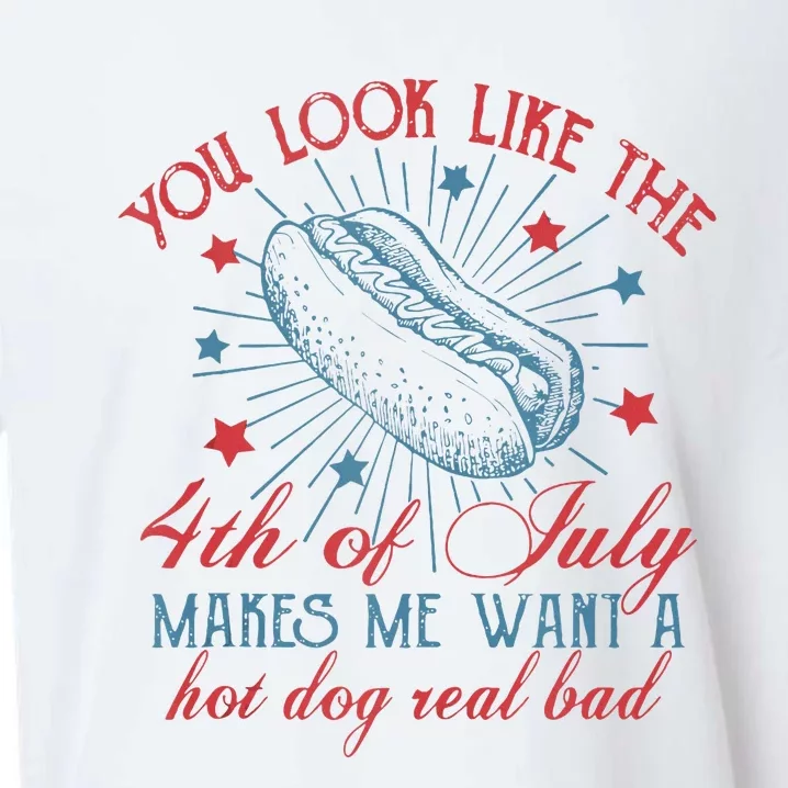 Retro You Look Like The 4th Of July Makes Me Want A Hot Dog Sueded Cloud Jersey T-Shirt