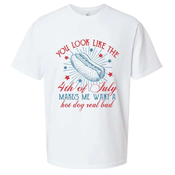 Retro You Look Like The 4th Of July Makes Me Want A Hot Dog Sueded Cloud Jersey T-Shirt