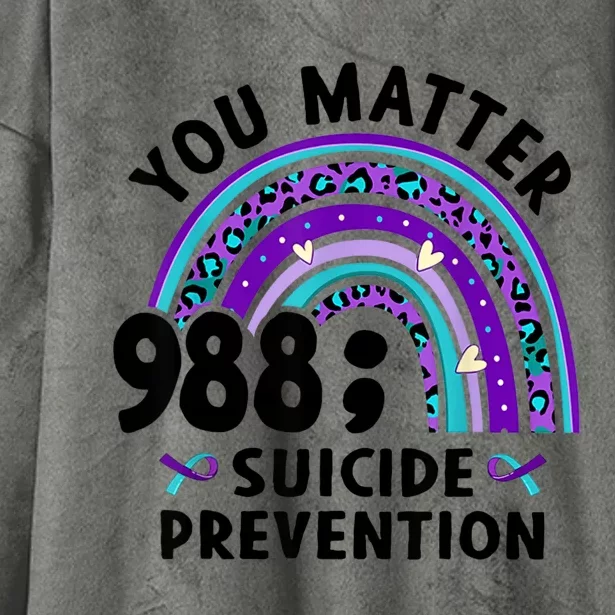 Rainbow You Matter 988 Suicide Prevention Awareness Ribbon Hooded Wearable Blanket