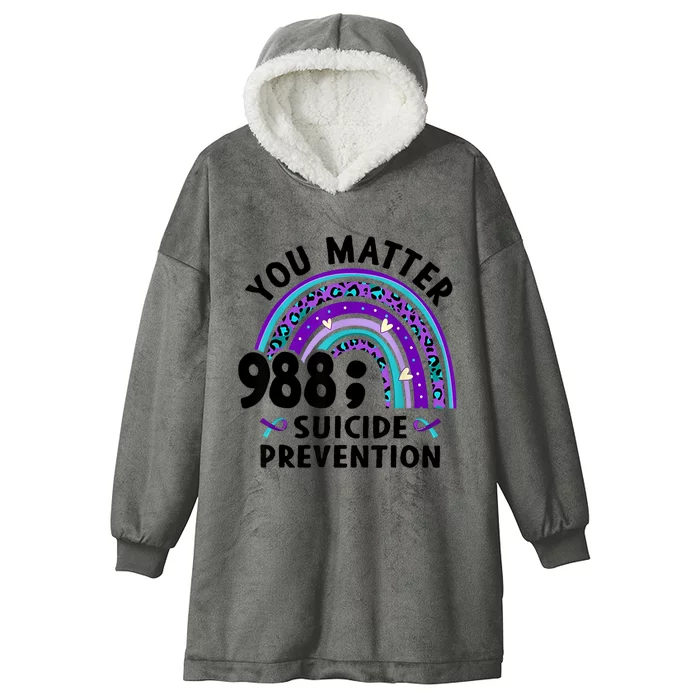 Rainbow You Matter 988 Suicide Prevention Awareness Ribbon Hooded Wearable Blanket