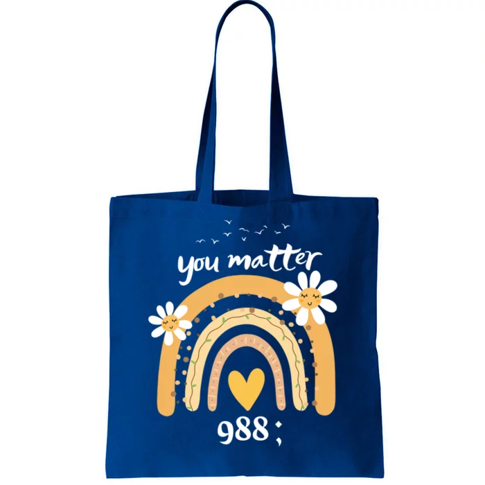 Rainbow You Matter 988 Suicide Prevention Awareness Ribbon Gift Tote Bag