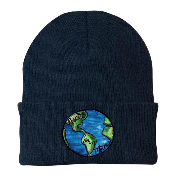 Respect Your Mother Earth Day Art Cute Gift Knit Cap Winter Beanie