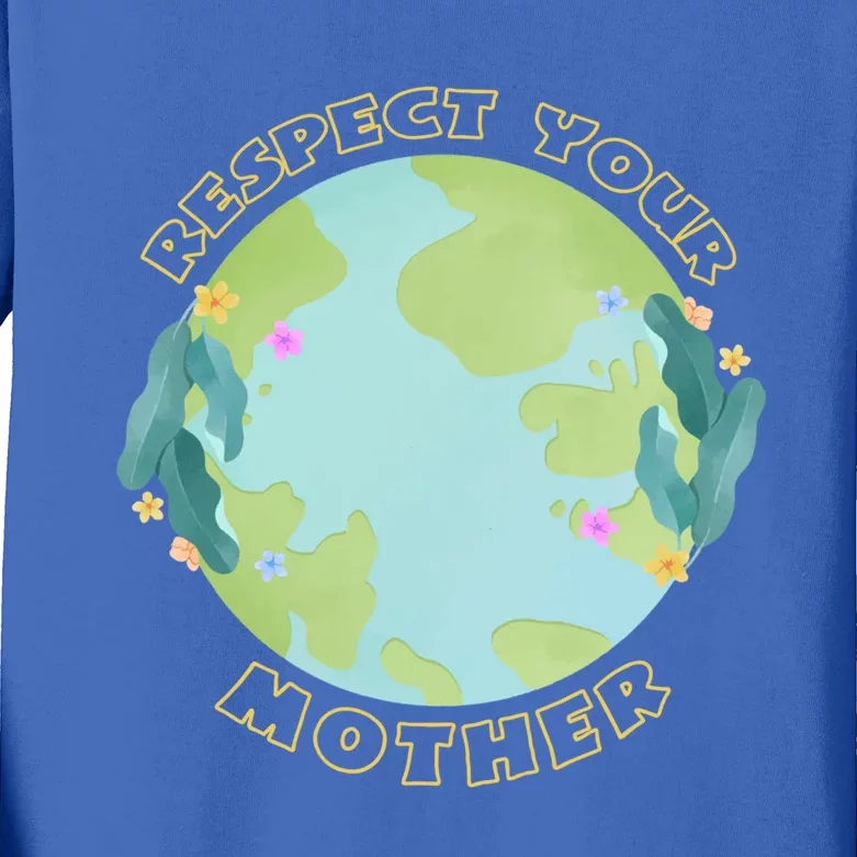 Respect Your Mother Earth Yellow Cool Gift Kids Long Sleeve Shirt