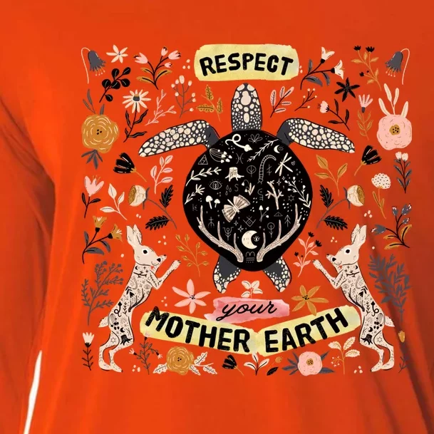 Respect Your Mother Earth Care For The Planet Earth Day Gift Cooling Performance Long Sleeve Crew