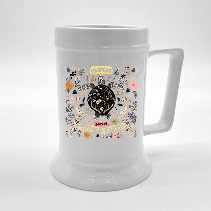 Respect Your Mother Earth Gift For Earth Day Front & Back Beer Stein