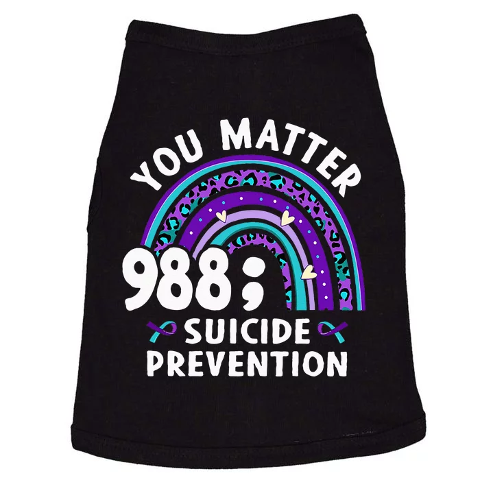 Rainbow You Matter 988 Suicide Prevention Awareness Ribbon Doggie Tank