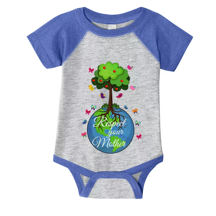 Respect Your Mother Earth Day Design Funny Gift Infant Baby Jersey Bodysuit