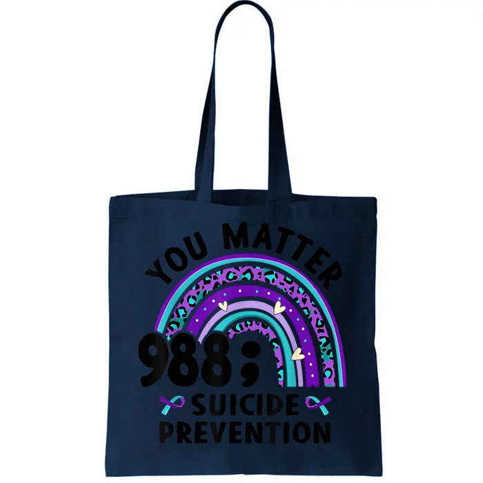 Rainbow You Matter 988 Suicide Prevention Awareness Ribbon Tote Bag