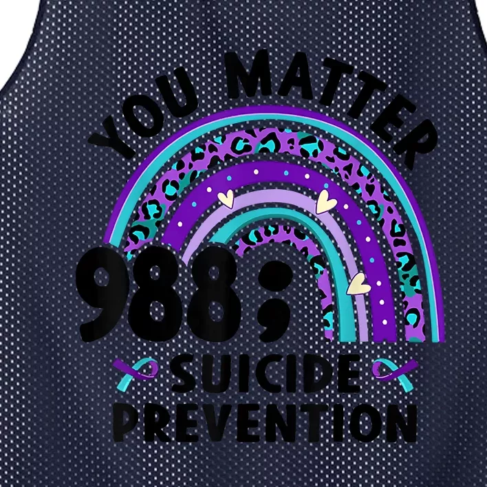 Rainbow You Matter 988 Suicide Prevention Awareness Ribbon Mesh Reversible Basketball Jersey Tank