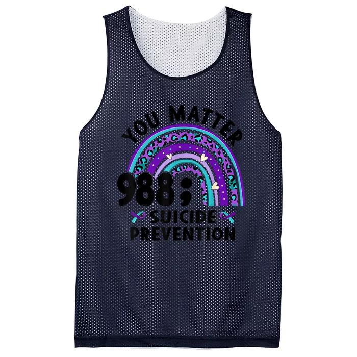 Rainbow You Matter 988 Suicide Prevention Awareness Ribbon Mesh Reversible Basketball Jersey Tank