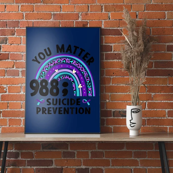 Rainbow You Matter 988 Suicide Prevention Awareness Ribbon Poster