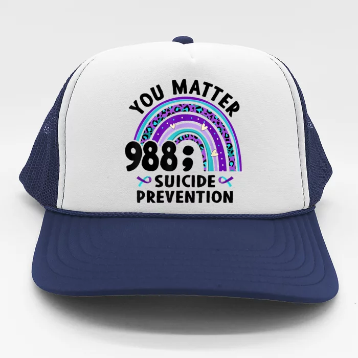 Rainbow You Matter 988 Suicide Prevention Awareness Ribbon Trucker Hat