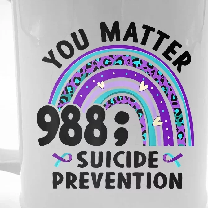 Rainbow You Matter 988 Suicide Prevention Awareness Ribbon Front & Back Beer Stein