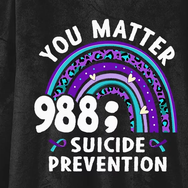 Rainbow You Matter 988 Suicide Prevention Awareness Ribbon Hooded Wearable Blanket