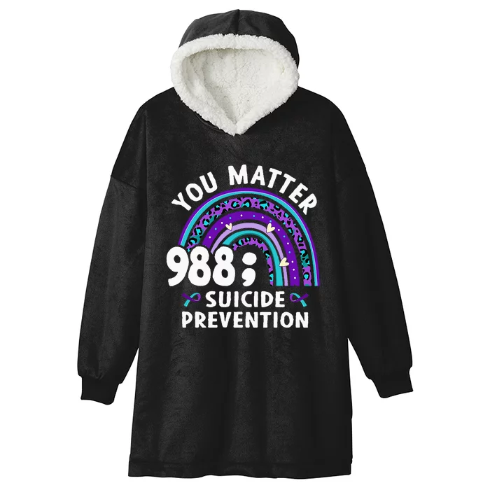 Rainbow You Matter 988 Suicide Prevention Awareness Ribbon Hooded Wearable Blanket