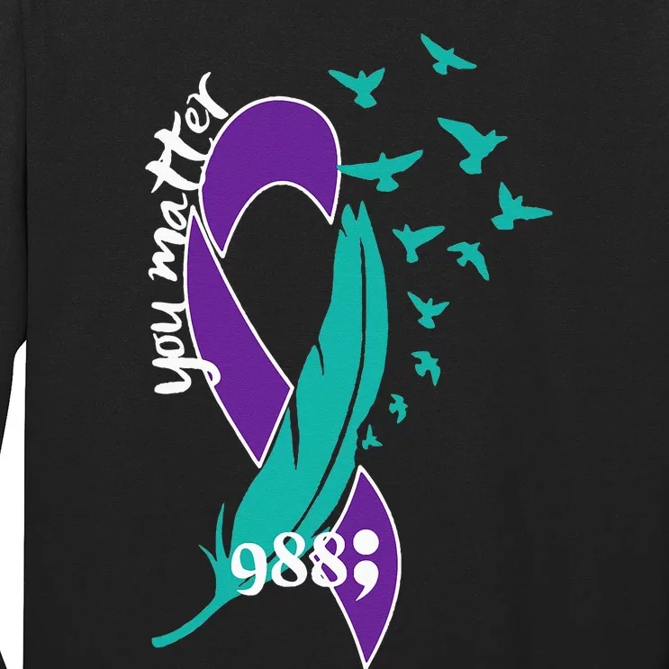 Rainbow You Matter 988 Suicide Prevention Awareness Ribbon Long Sleeve Shirt