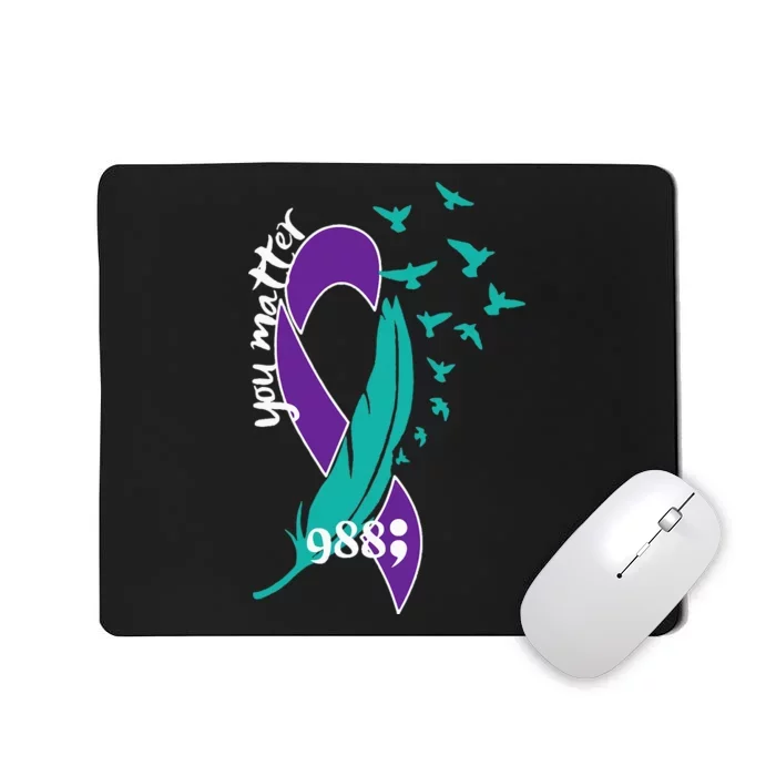 Rainbow You Matter 988 Suicide Prevention Awareness Ribbon Mousepad