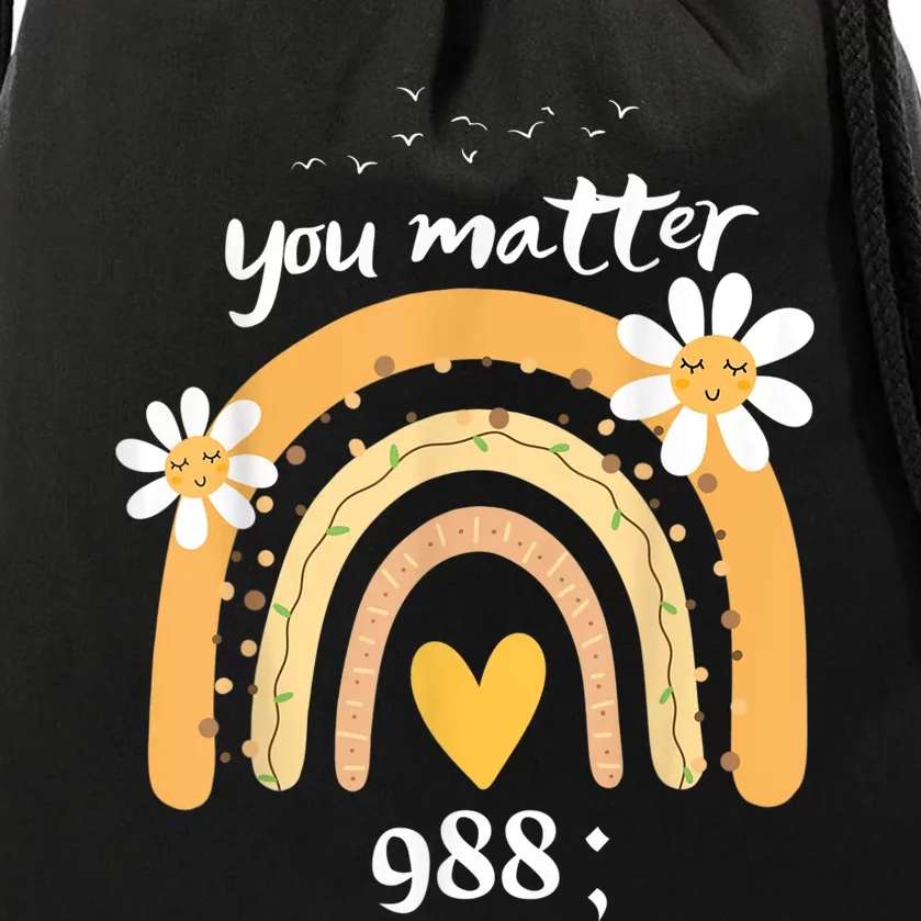 Rainbow You Matter 988 Suicide Prevention Awareness Ribbon Drawstring Bag