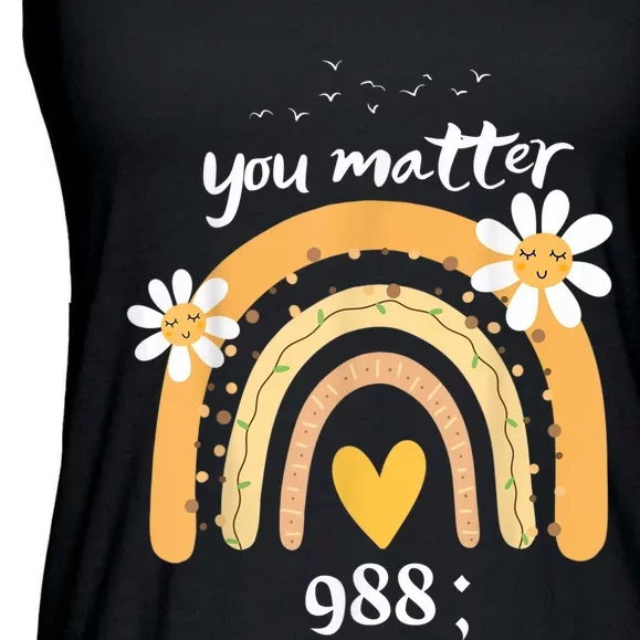 Rainbow You Matter 988 Suicide Prevention Awareness Ribbon Ladies Essential Flowy Tank