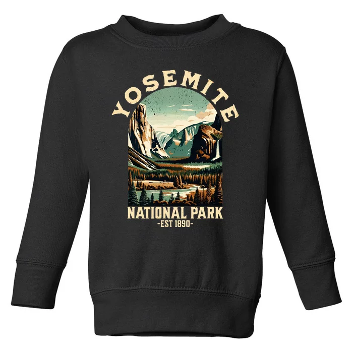 Retro Yosemite National Park Usa Vintage Hiking Toddler Sweatshirt