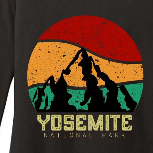 Retro Yosemite National Park Womens CVC Long Sleeve Shirt