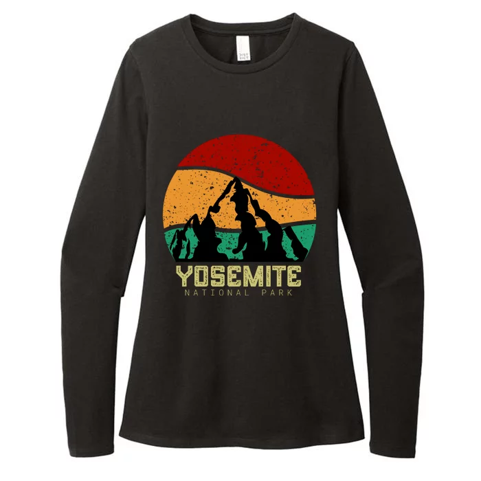 Retro Yosemite National Park Womens CVC Long Sleeve Shirt