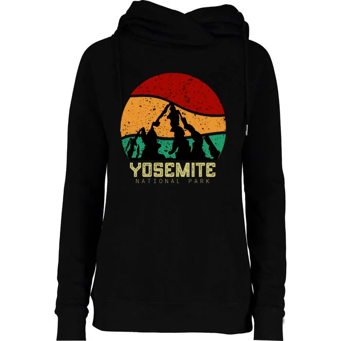 Retro Yosemite National Park Womens Funnel Neck Pullover Hood