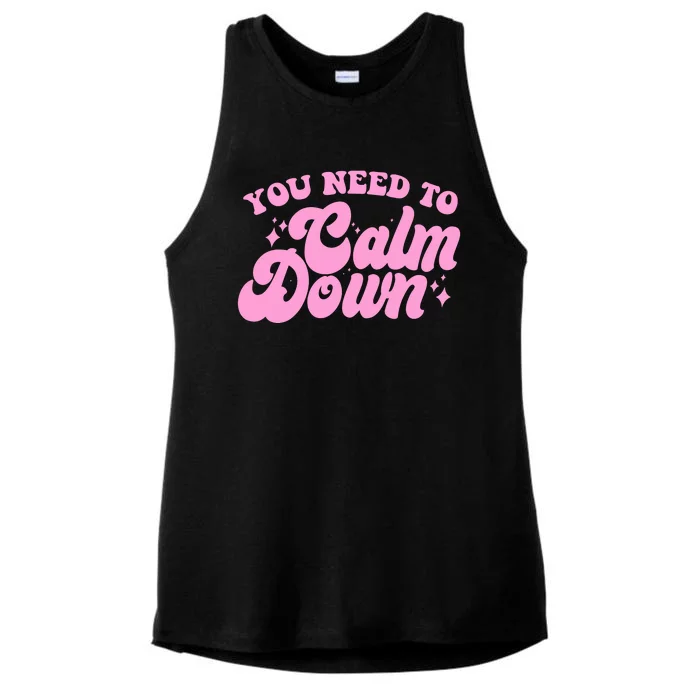 Retro You Need To Calm Down Ladies Tri-Blend Wicking Tank