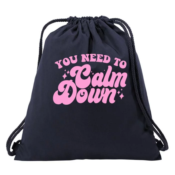 Retro You Need To Calm Down Drawstring Bag