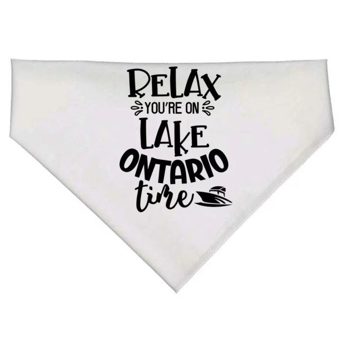 Relax You're On Lake Ontario Time Novelty Boating Gift USA-Made Doggie Bandana