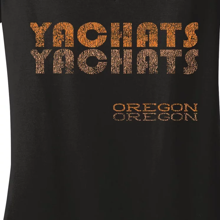 Retro Yachats Oregon Women's V-Neck T-Shirt