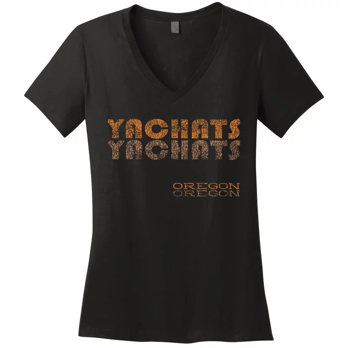 Retro Yachats Oregon Women's V-Neck T-Shirt