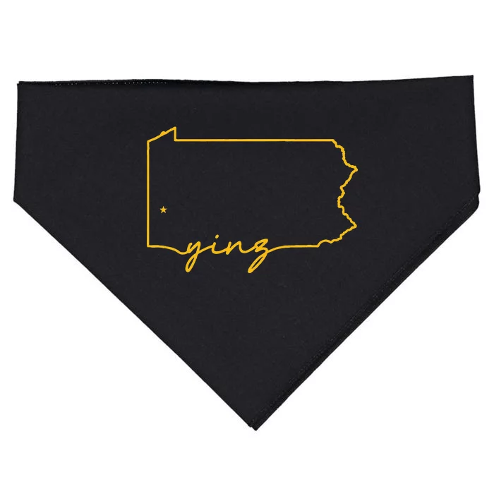 Retro Yinz Pittsburgh PA Home State Outline USA-Made Doggie Bandana