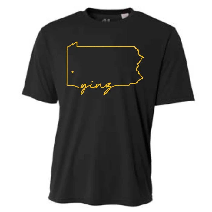 Retro Yinz Pittsburgh PA Home State Outline Cooling Performance Crew T-Shirt