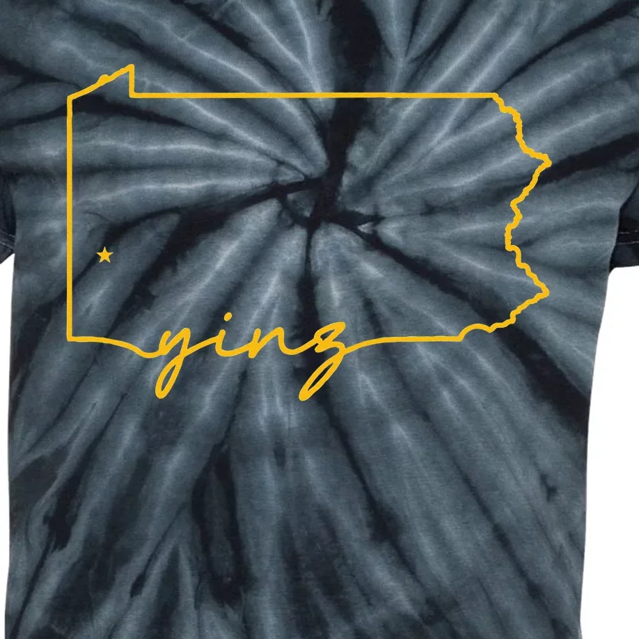 Retro Yinz Pittsburgh PA Home State Outline Kids Tie-Dye T-Shirt