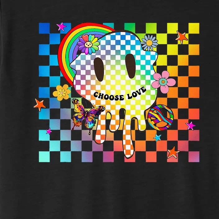 Retro Y2K Pride Rainbow Checkered Kidcore Aesthetic Peace ChromaSoft Performance T-Shirt