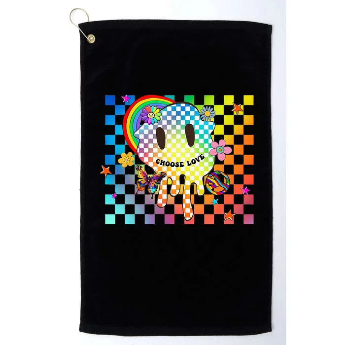 Retro Y2K Pride Rainbow Checkered Kidcore Aesthetic Peace Platinum Collection Golf Towel