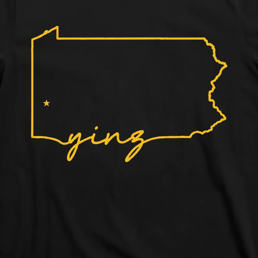 Retro Yinz Pittsburgh PA Home State Outline T-Shirt